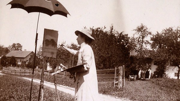 Gabriele Münter Painting at the Easel in the Open Air, Kochel, July 18 1902